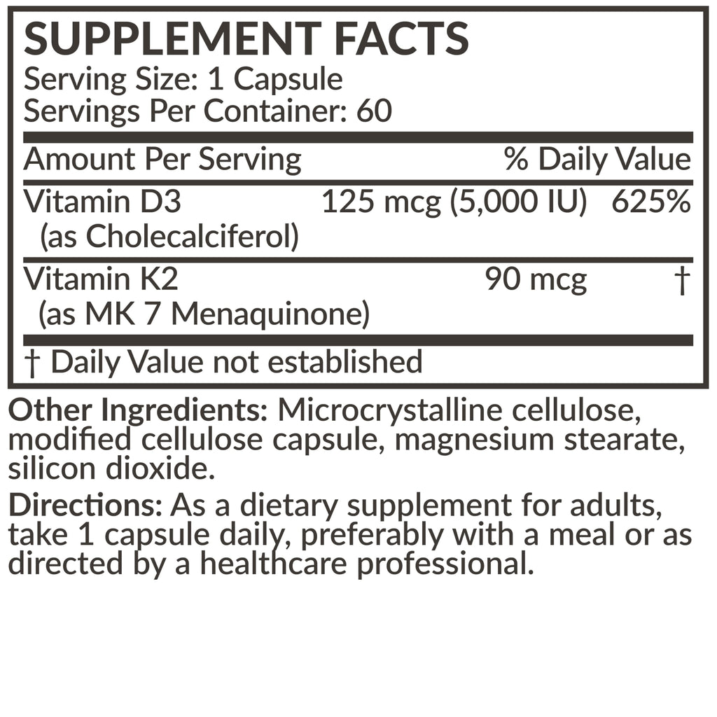 Futurebiotics Vitamin K2 (MK7) with D3 Supplement - Bone and Heart