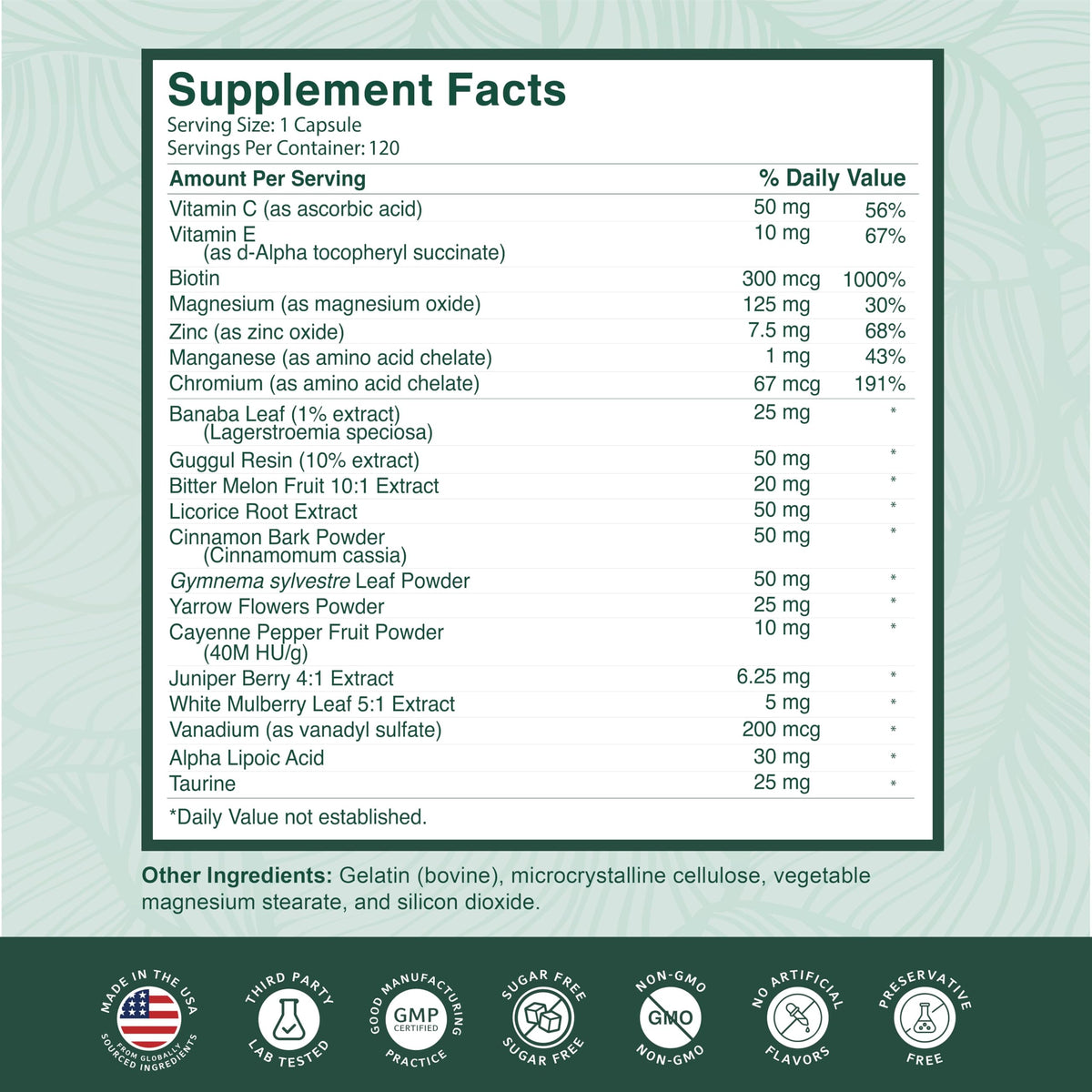 PurePremium Normal Blood Sugar Support Supplement - 120 Capsules - image 5