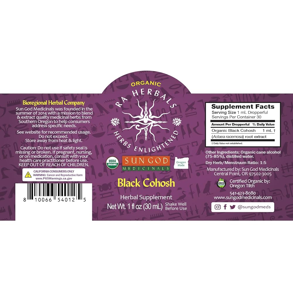 Sun God Medicinals Ra Herbals Organic Black Cohosh Liquid Extract - 1 fl oz - image 2
