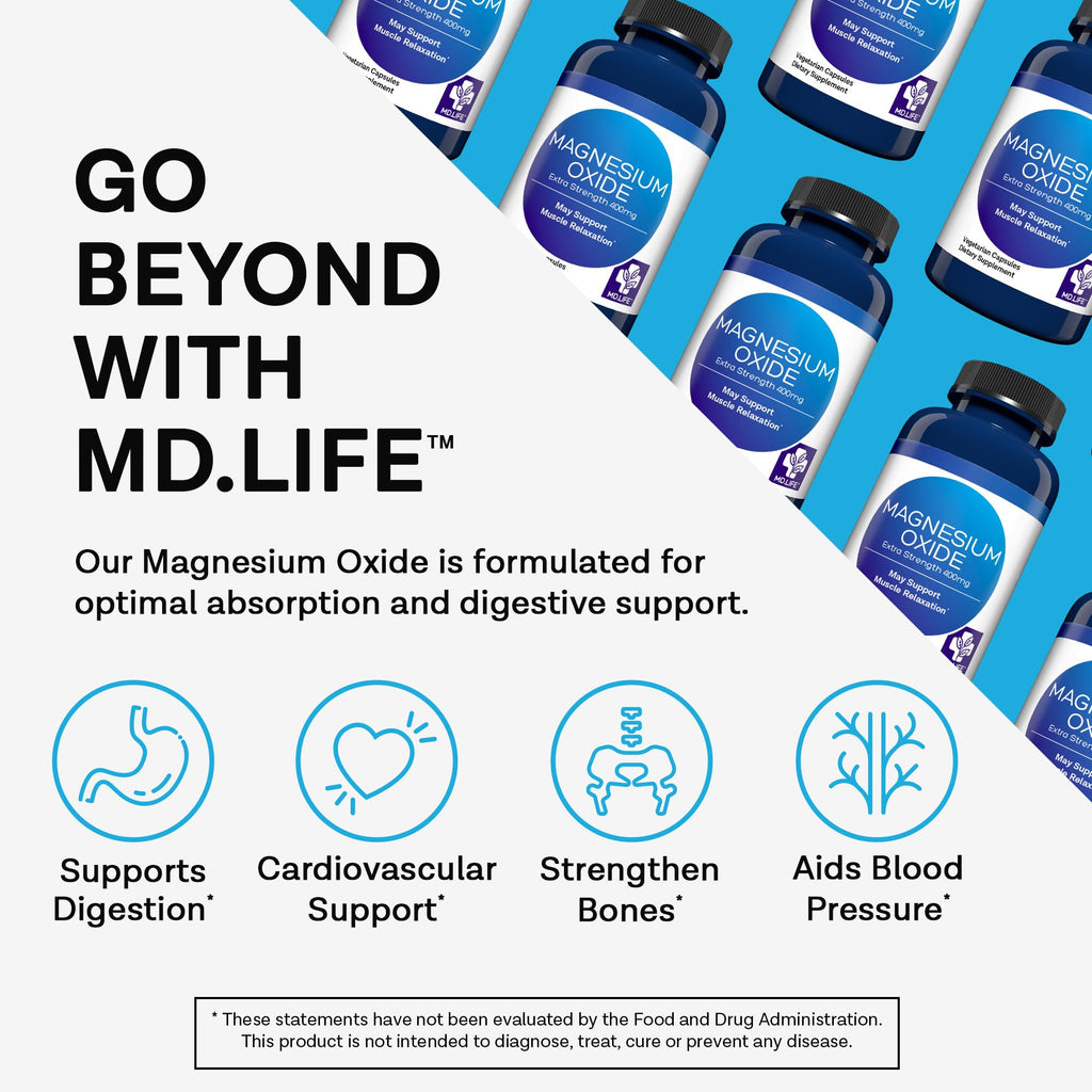 MD.LIFE Magnesium Oxide 400 mg - 90 Capsules - image 2