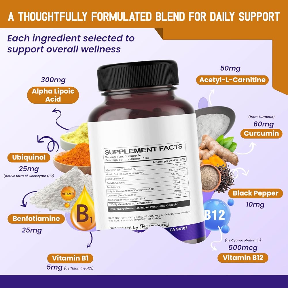 HarmoVira Alpha Lipoic Acid 8-in-1 Formula Cellular Wellness - 180 Capsules - image 3