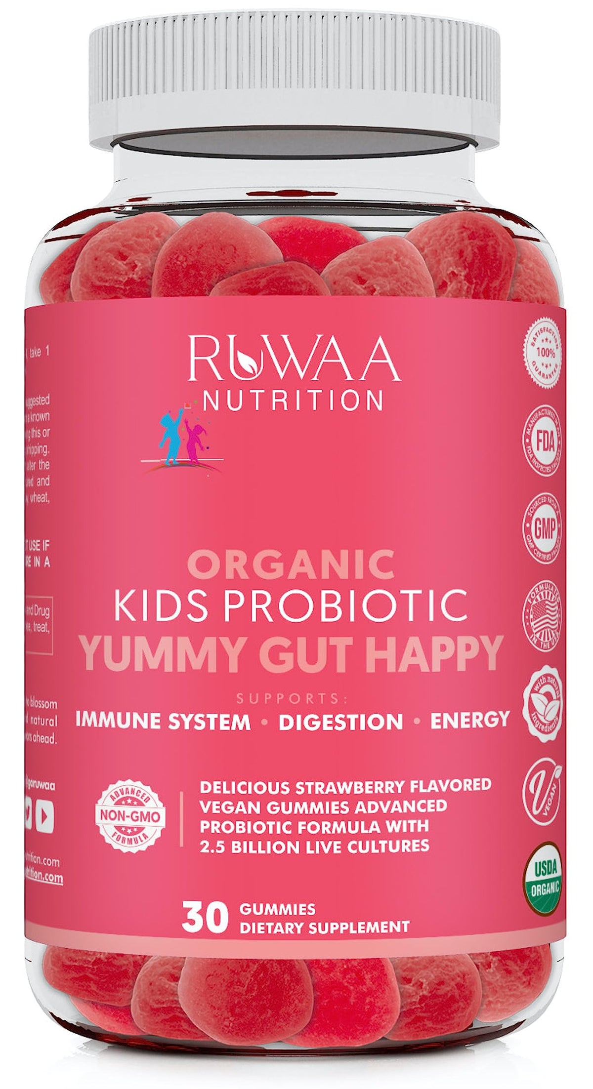 RUWAA NUTRITION Probiotics for Kids. Yummy Gut Happy Organic