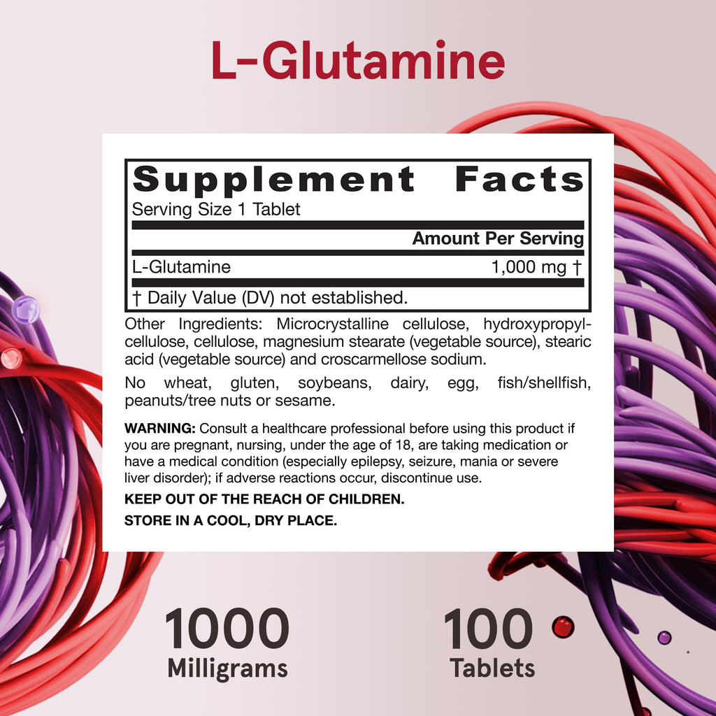Jarrow Formulas L-Glutamine 1000 mg - 100 Tablets - image 6