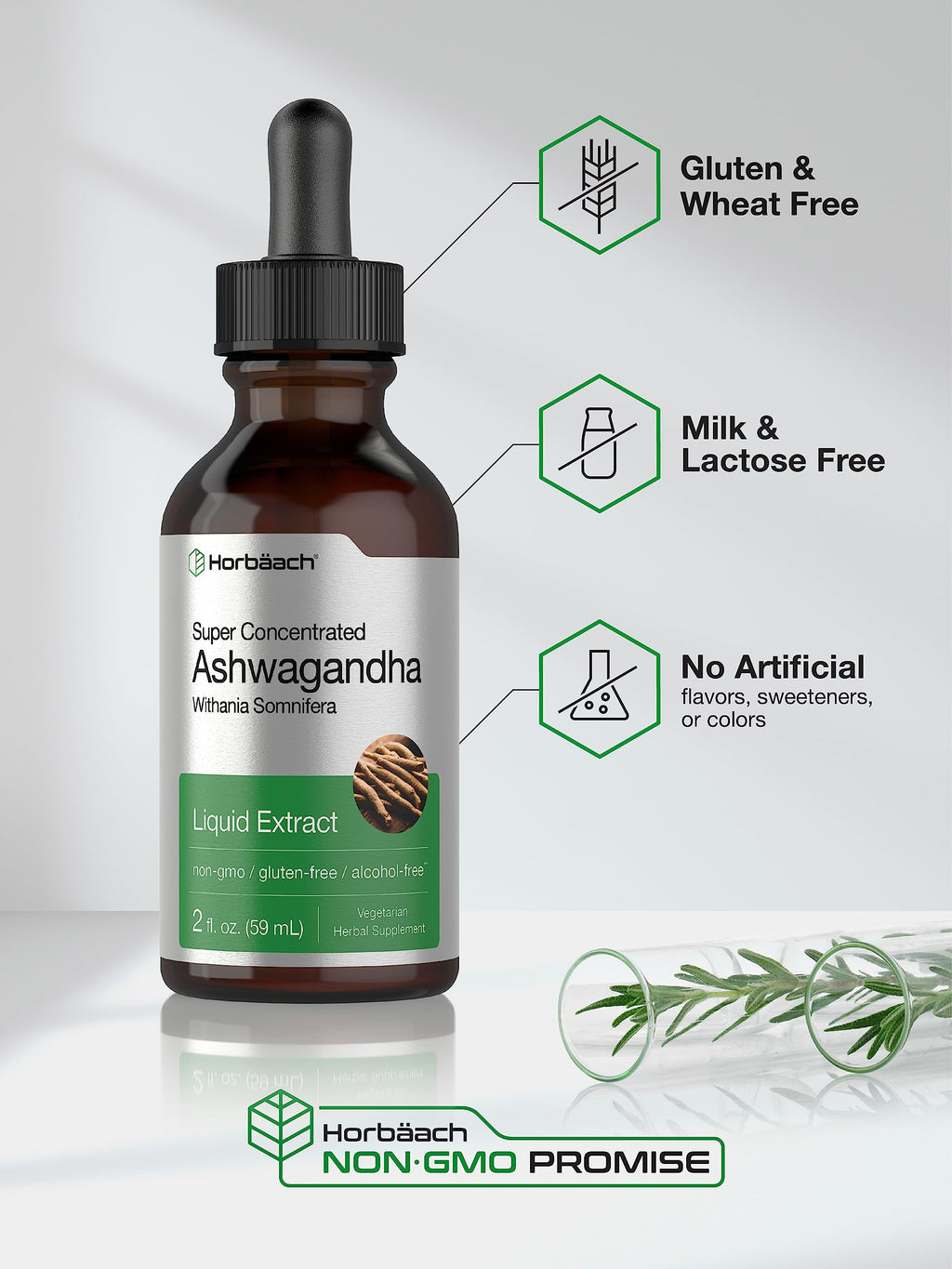 Horbäach Ashwagandha Liquid Drops Tincture Root Extract - 2 Fl Oz - image 4
