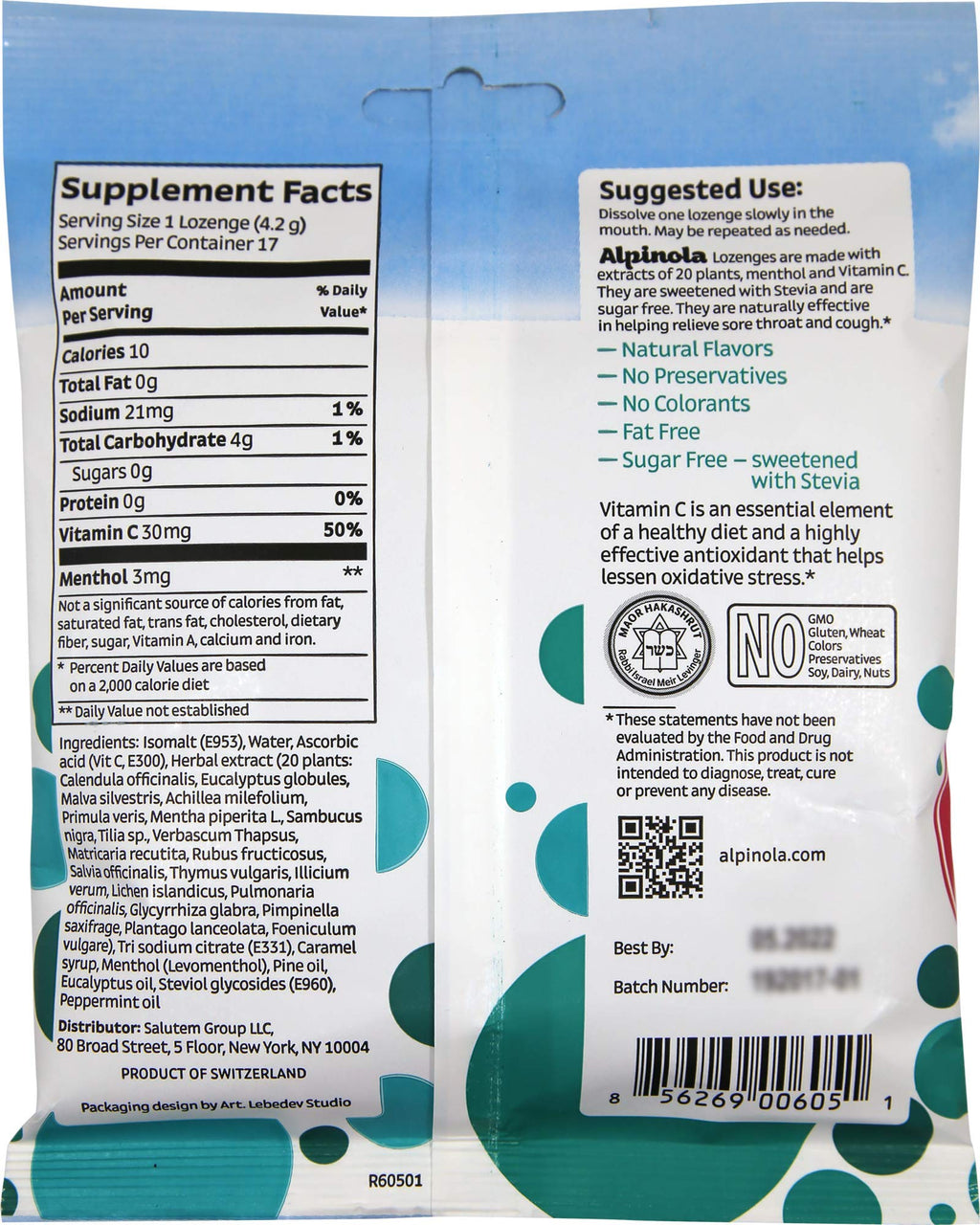 Alpinola Menthol Lozenges with Herbs and Vitamin C - 17 Count - image 2