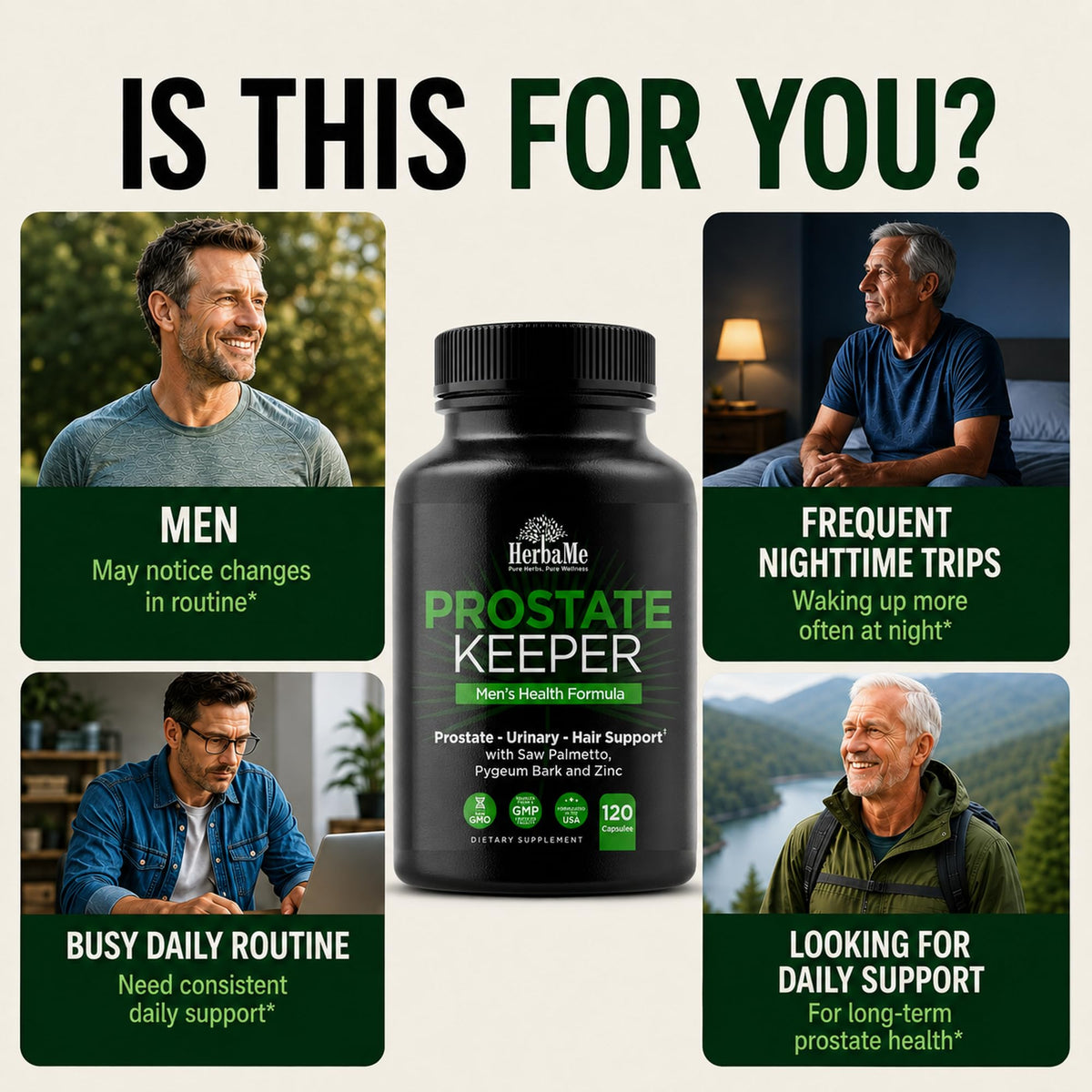 HerbaMe Prostate Health Supplement for Men & Urinary Support - 120 Capsules - image 5