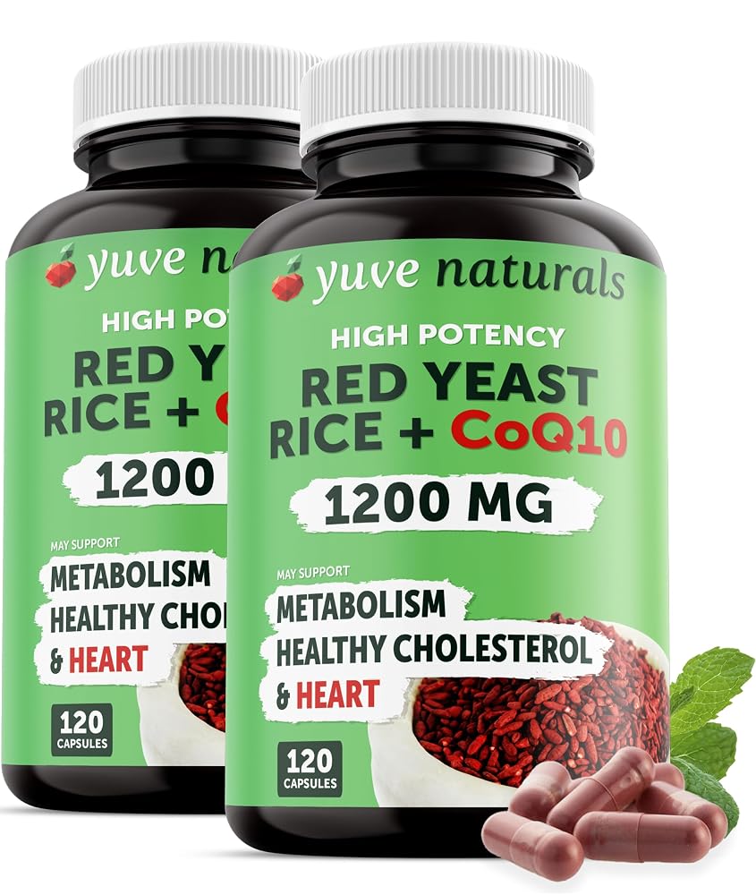 Yuve Red Yeast Rice 1200 mg with CoQ10 - 240 Vegetarian Capsules