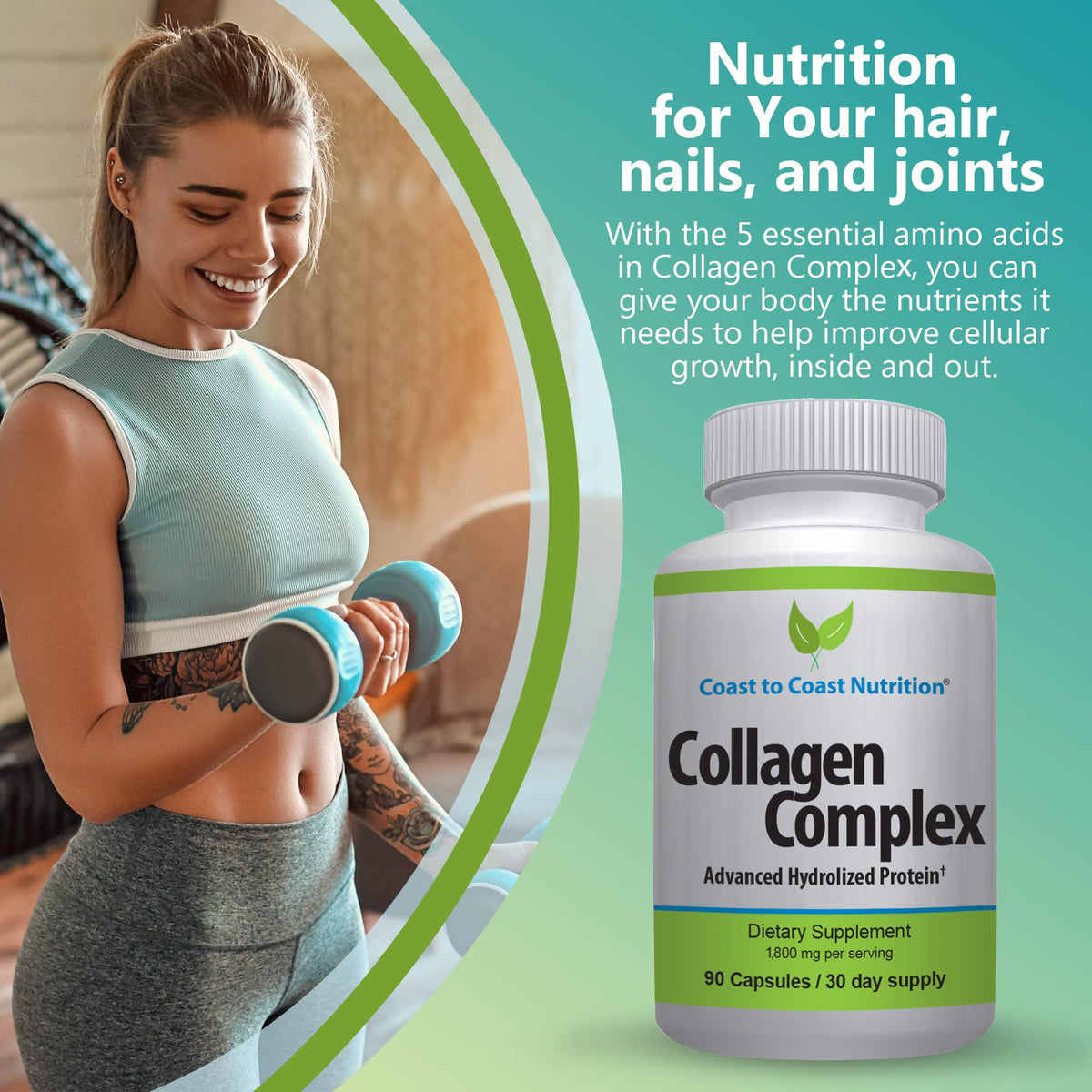 Coast to Coast Nutrition Hydrolyzed Multi Collagen Capsules - 90 Count - image 3