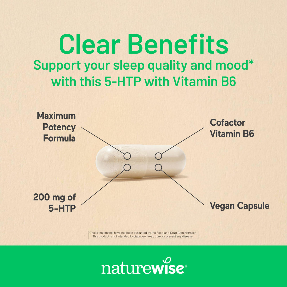 NatureWise 5-HTP 200mg Mood Support and Sleep Aid - 30 Capsules - image 3