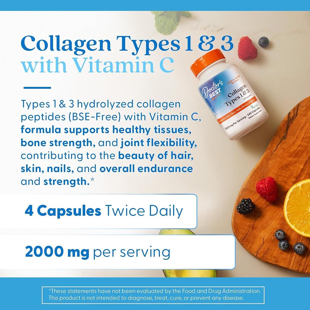 Doctor's Best Collagen Peptides Types 1 & 3 for Hair - 240 Capsules - image 5