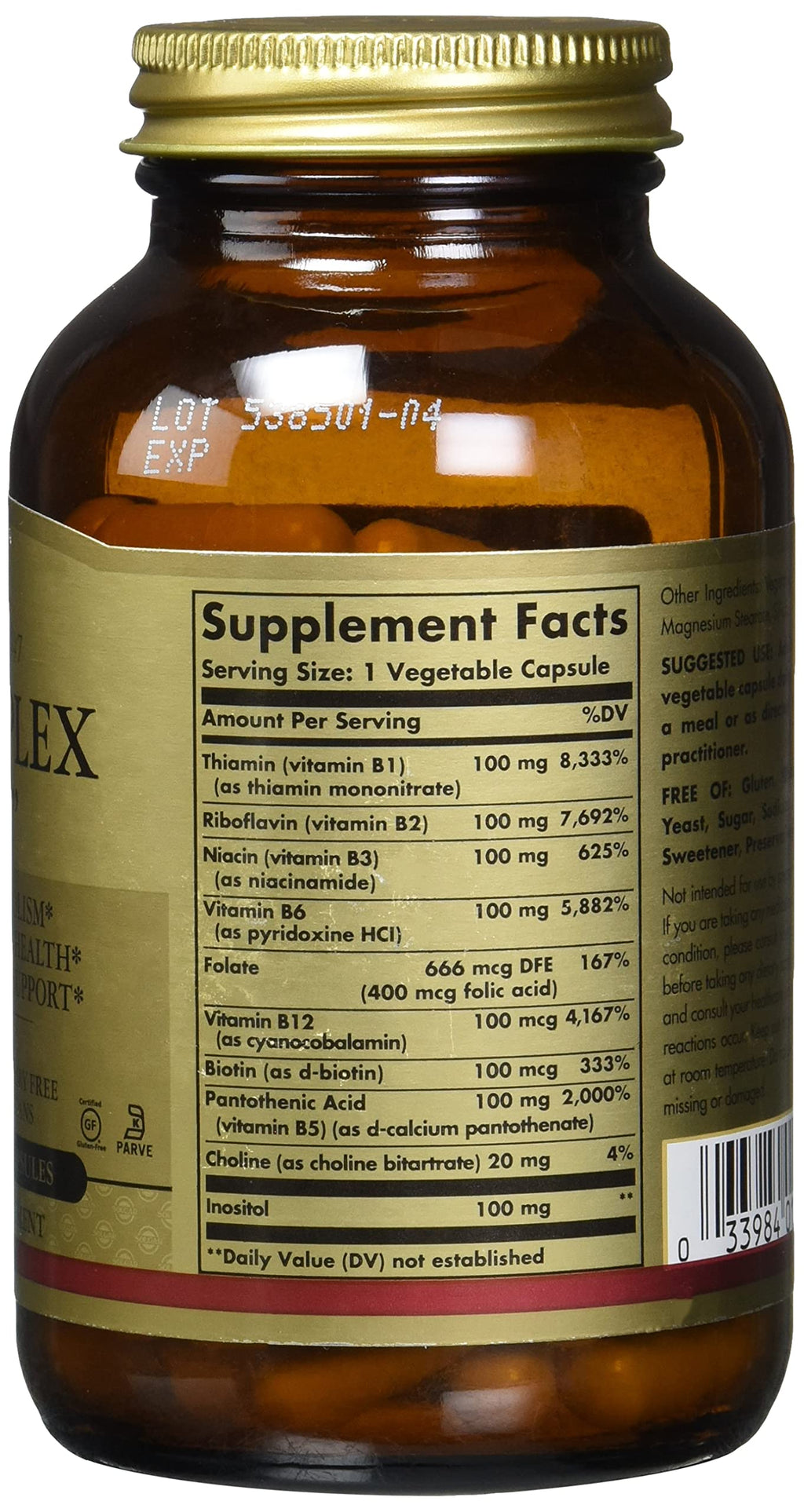Solgar B-Complex 100 - 100 Vegetable Capsules - image 6