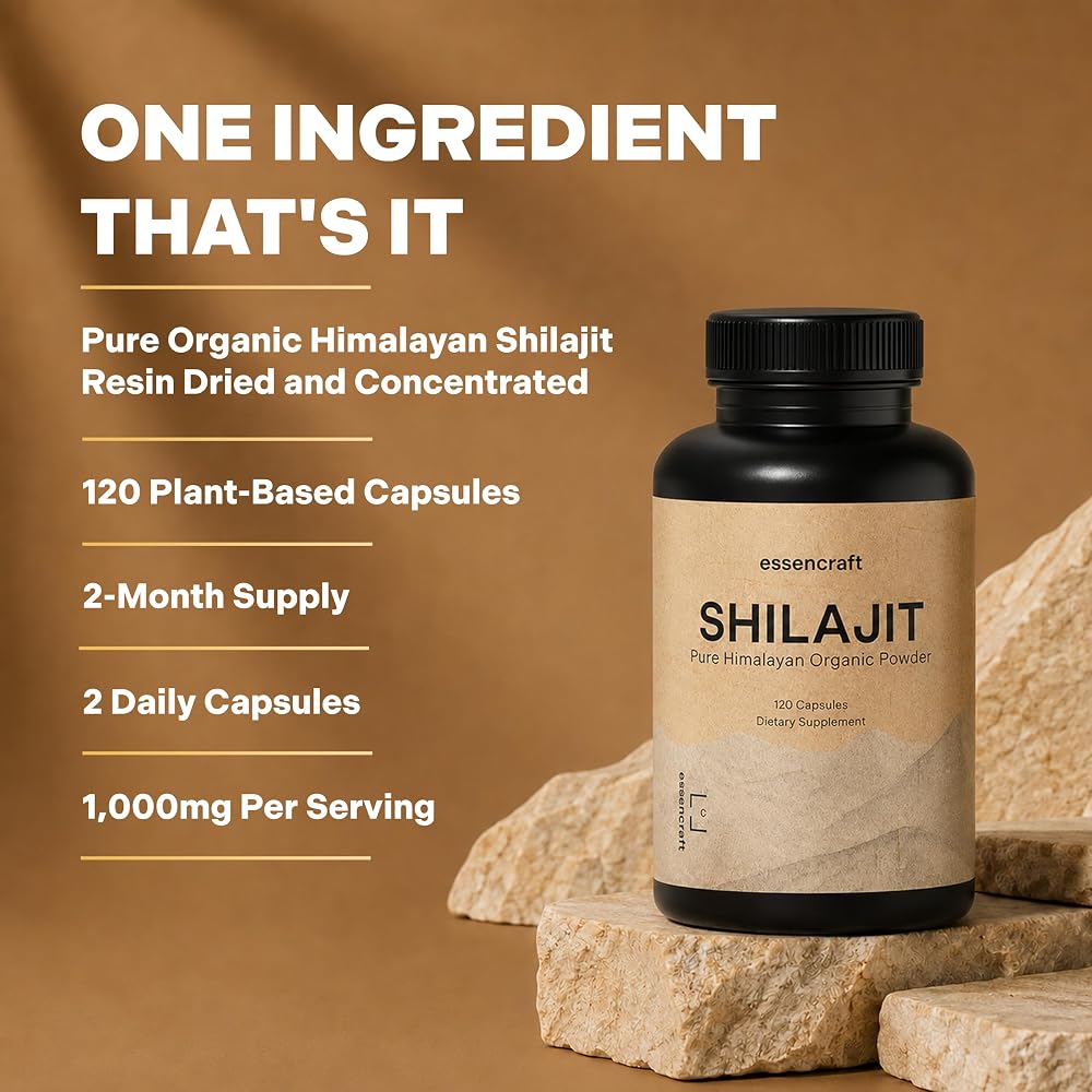 Essencraft Pure Himalayan Shilajit Resin 1000mg - 120 Capsules - image 2