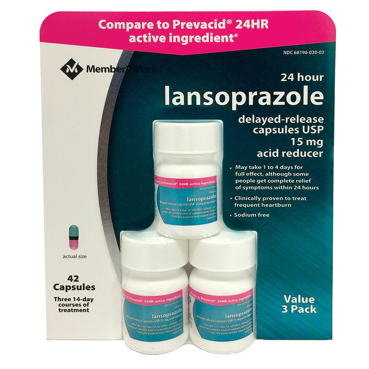 MEMBER´S MARK Member's Mark Lansoprazole Delayed Release 15 mg - 42 Capsules