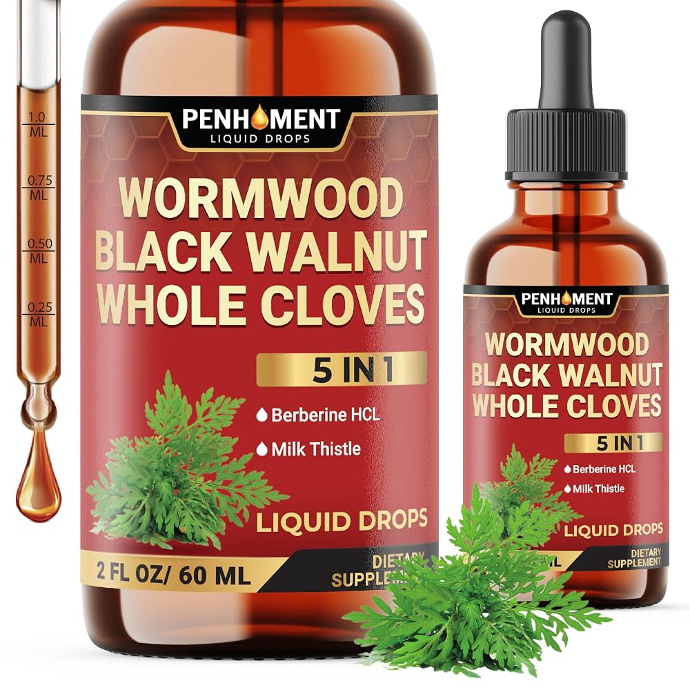 Penhoment Wormwood Liquid Drops 5-in-1 Herbal Complex - 2 Fl Oz