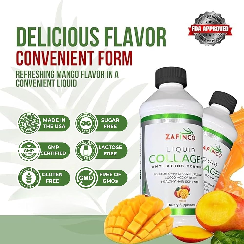 ZAFiNCO Liquid Collagen with Biotin Mango Flavor - 16 Fl Oz - image 7
