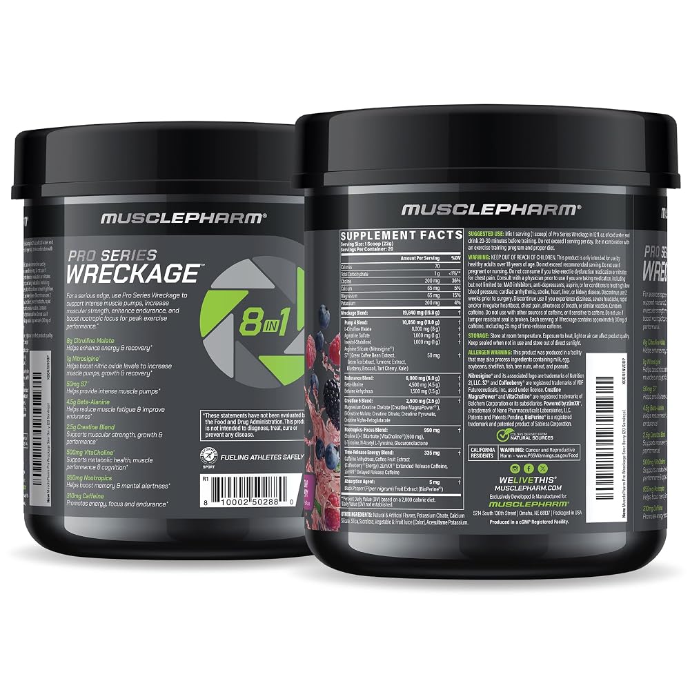 Muscle Pharm Wreckage Pre-Workout Powder Sour Berry - 20 Servings - image 9