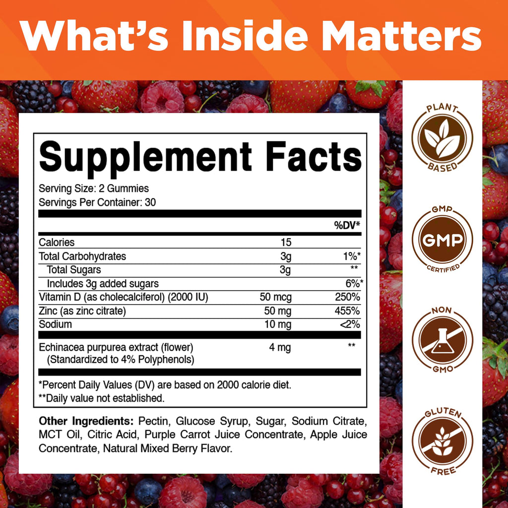 Vitamatic Zinc 50mg Gummies for Immune Support - 60 Vegan Gummies - image 2