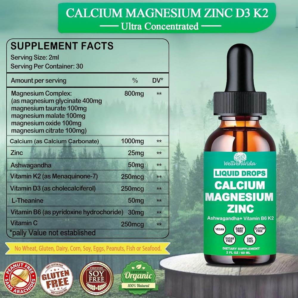 WellVeraVida Calcium Magnesium Zinc D3 Supplement