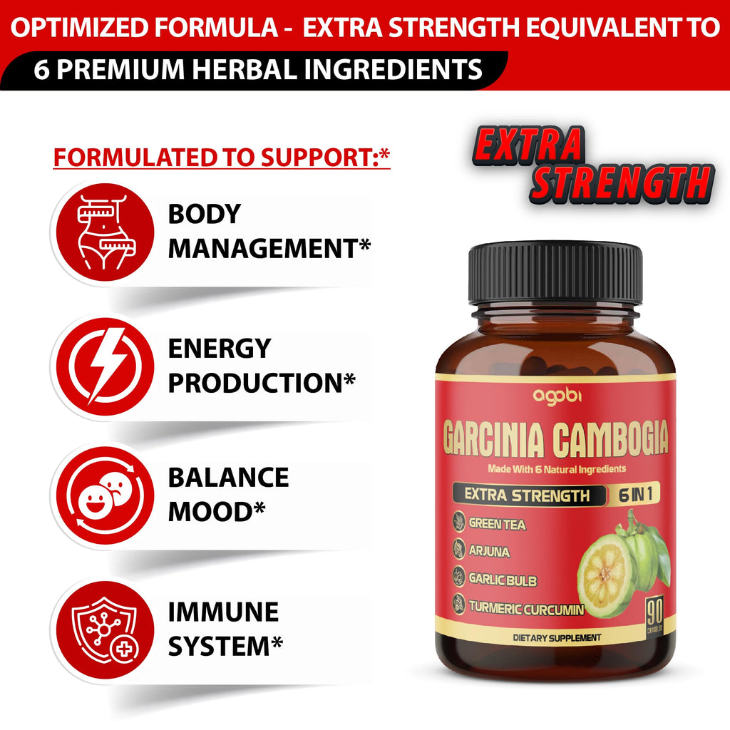 agobi Pure Garcinia Cambogia with Green Tea & Turmeric - 90 Capsules - image 3