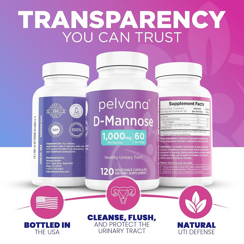 Pelvana D-Mannose 500mg Capsules for Healthy Urinary Tract - 120 Count - image 5