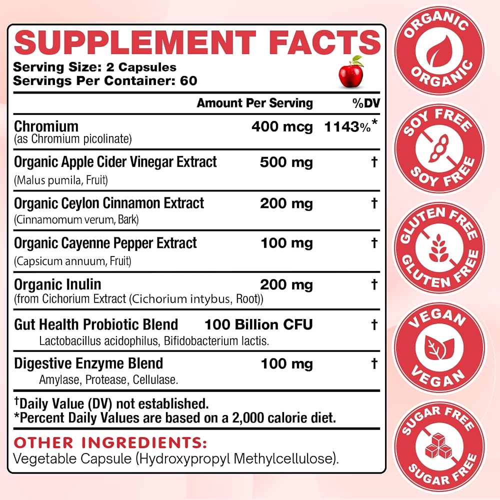 Yerhove Apple Cider Vinegar Capsules with Probiotics - 120 Count - image 2