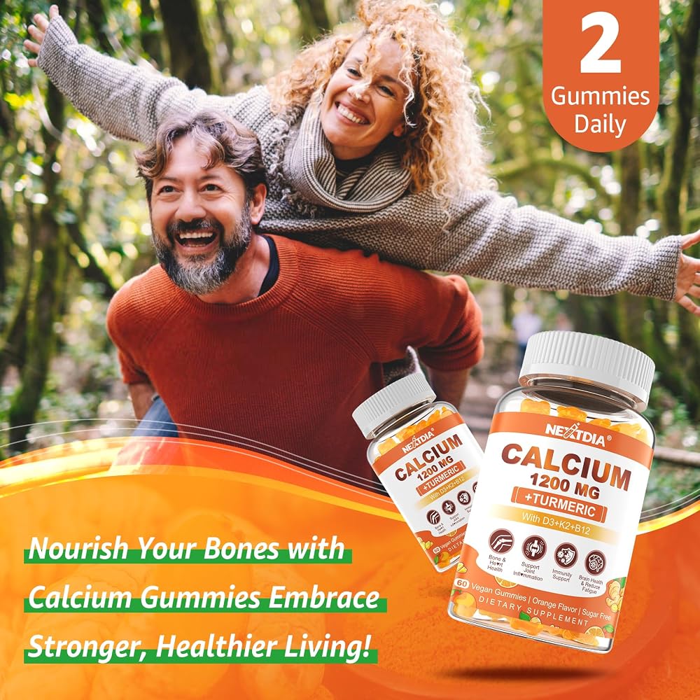 Nextdia Calcium Gummies with Turmeric for Women & Men - Calcium
