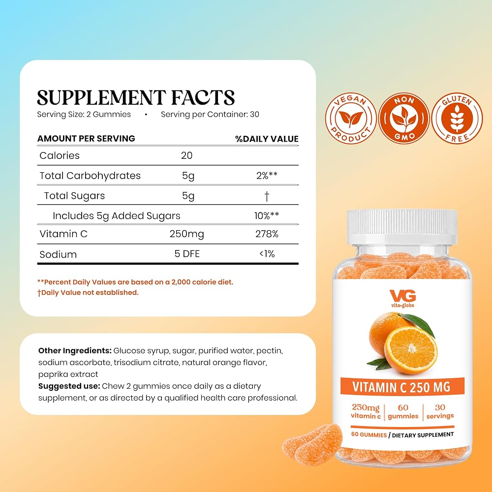 Vita Globe Vitamin C 250mg Gummies with Collagen - 60 Count - image 2
