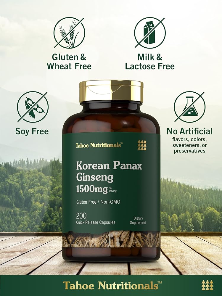 Tahoe Nutritionals Korean Panax Ginseng Extract 1500 mg - 200 Capsules - image 5