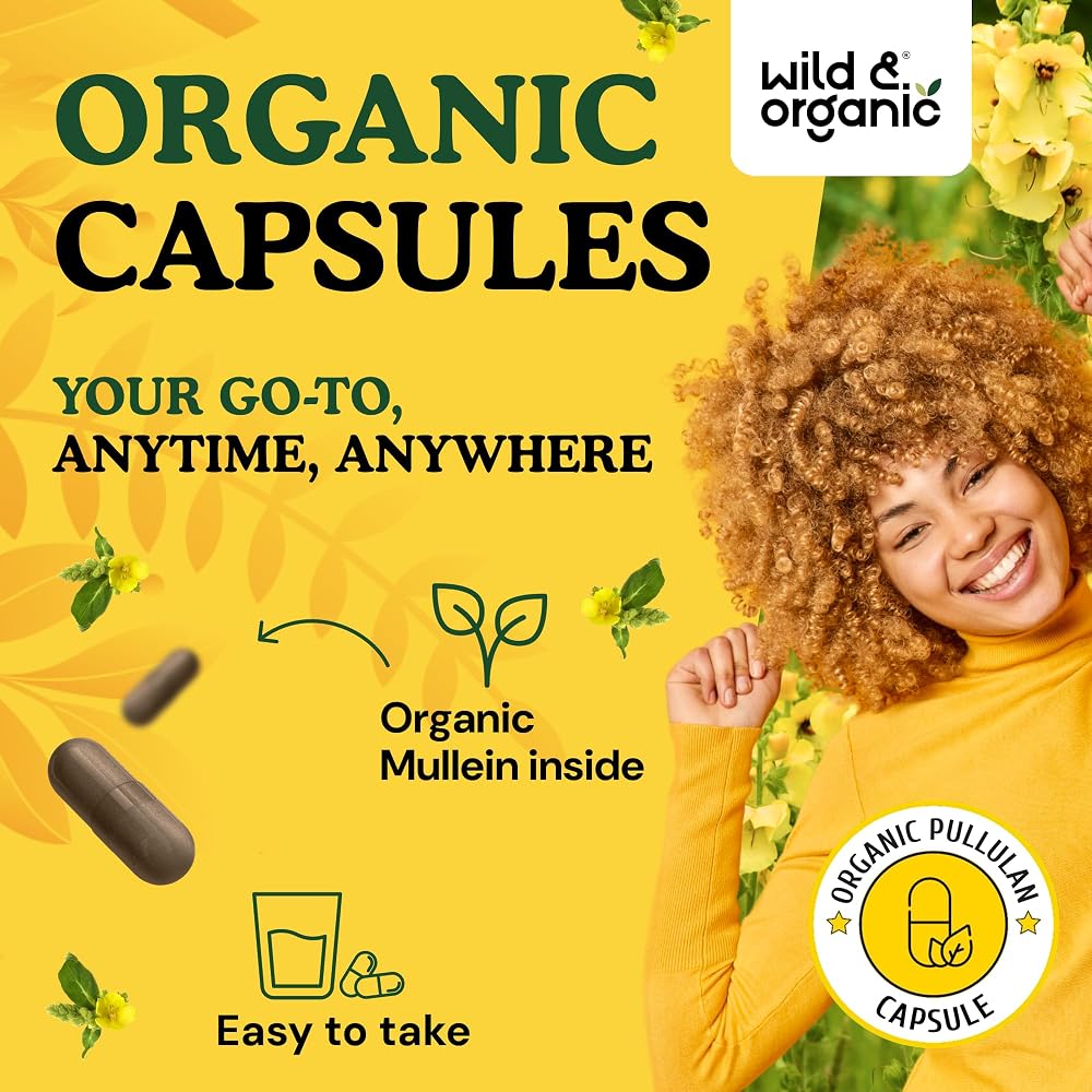 Wild & Organic USDA Organic Mullein Capsules Lung Support - 90 Count - image 4