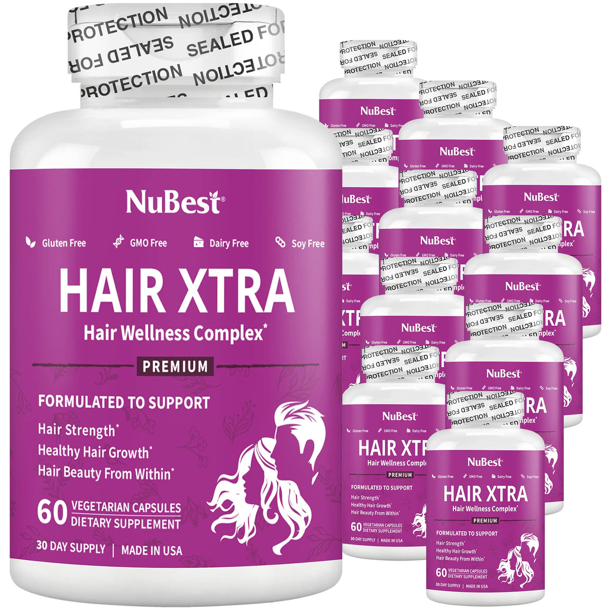 NuBest Hair Xtra Hair Growth Vitamin - 60 Vegan Capsules