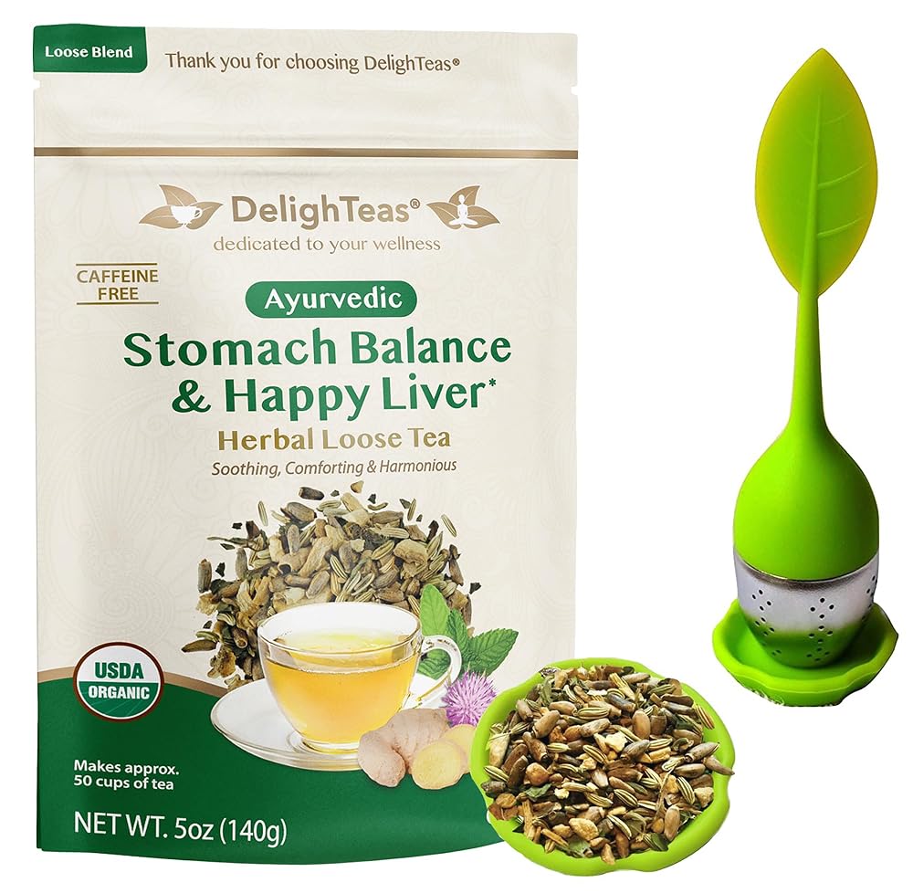 DelighTeas Stomach & Liver Tea Ayurvedic Herbal Blend - 50 Servings