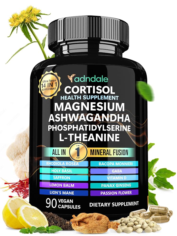 Adndale Cortisol Supplements for Women with Ashwagandha - 90 Capsules