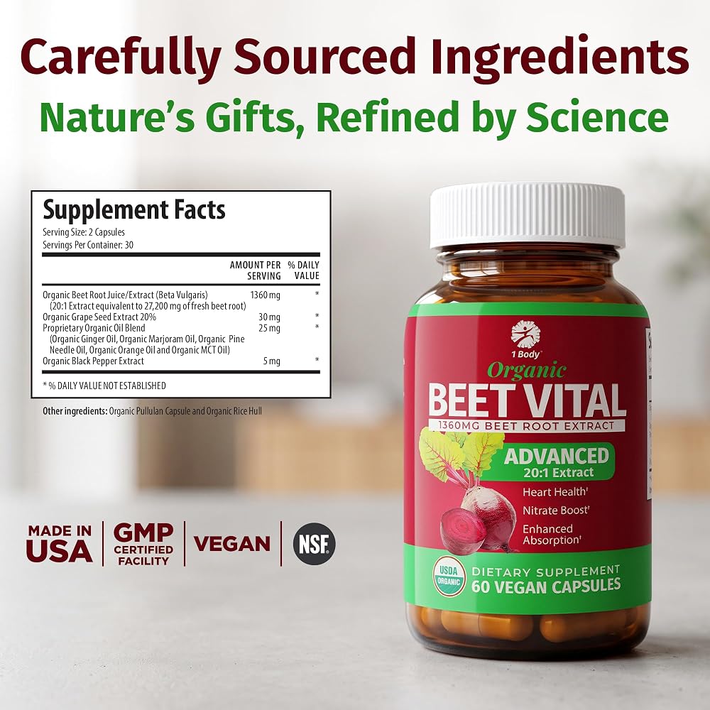 1 Body Beet Root Capsules 1360mg 20:1 Extract - 60 Capsules - image 6