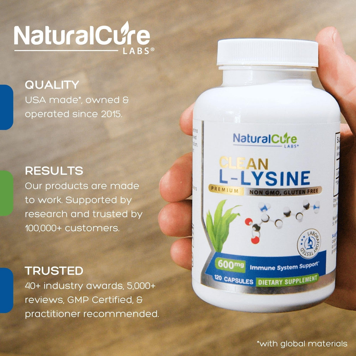 Natural Cure Labs Clean L-Lysine 600mg - 120 Capsules - image 2