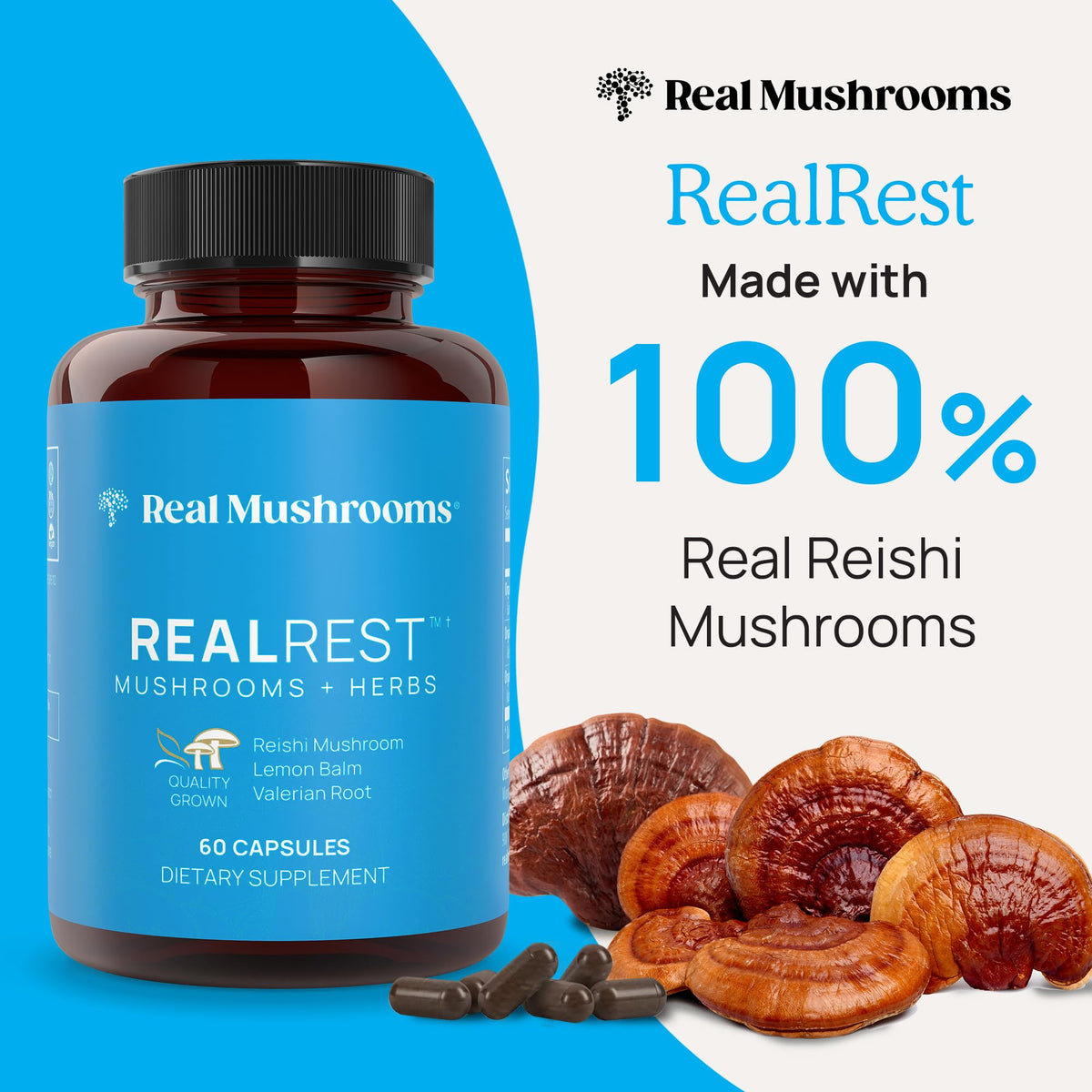 Real Mushrooms RealRest Capsules for Calm and Mindfulness - 60ct - image 3