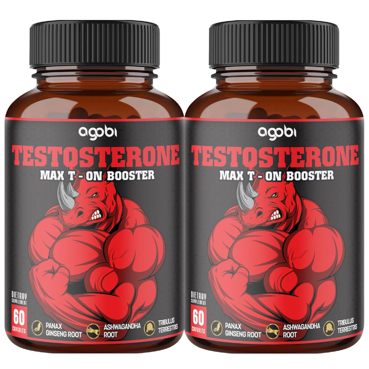 Agobi Herbal Testosterone Support with Ginseng & Ashwagandha - 120 Capsules