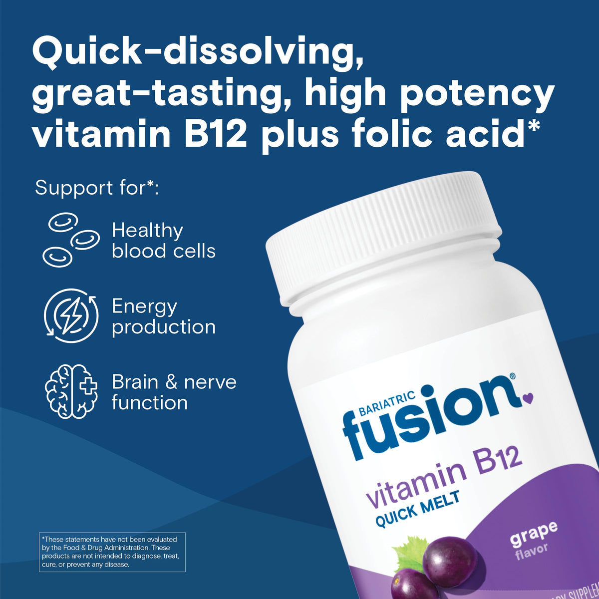 Bariatric Fusion Vitamin B12 1000mcg Sublingual Melts - 90 Tablets - image 2