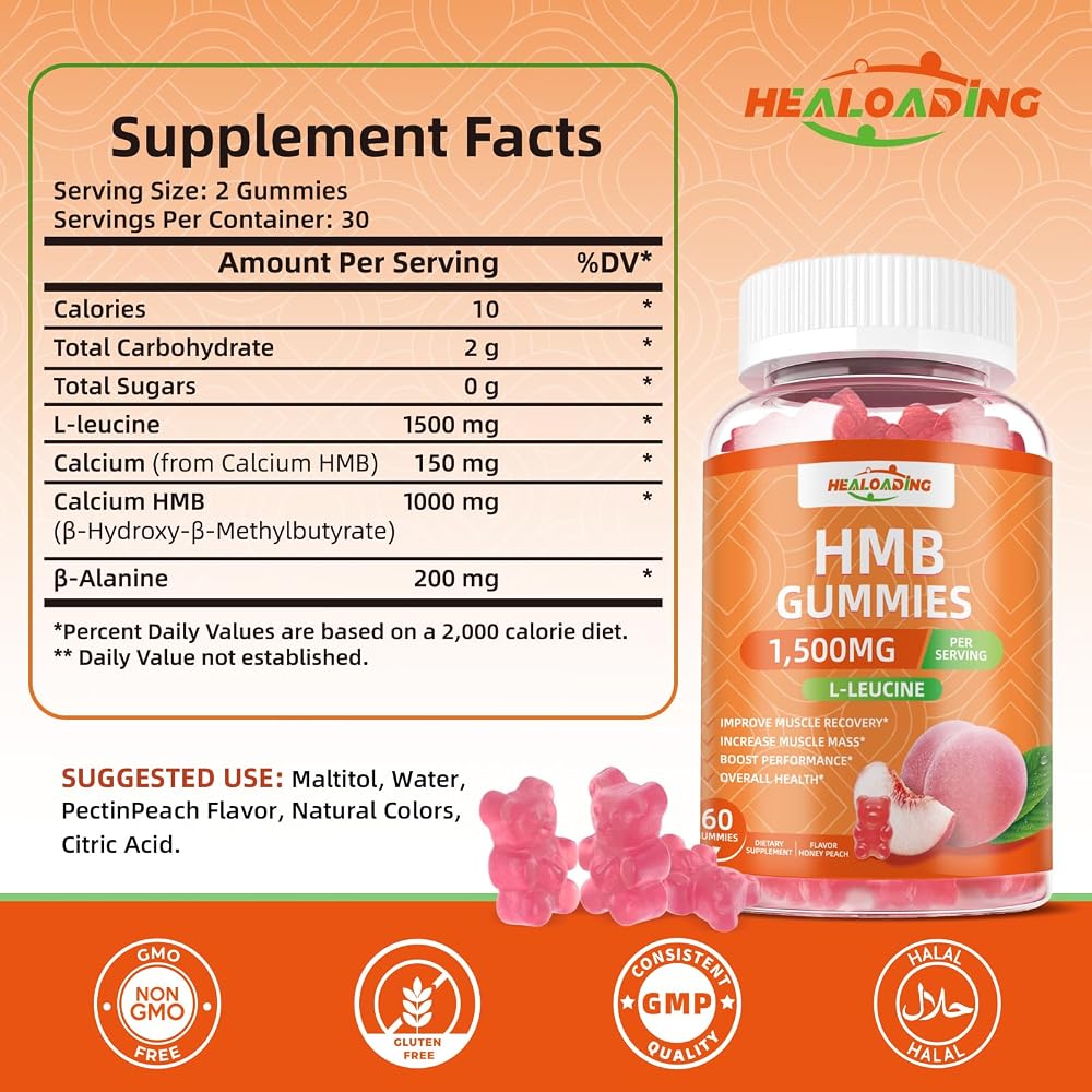 HEALOADING HMB and Leucine Gummies Supplement - 60 Gummies - image 2