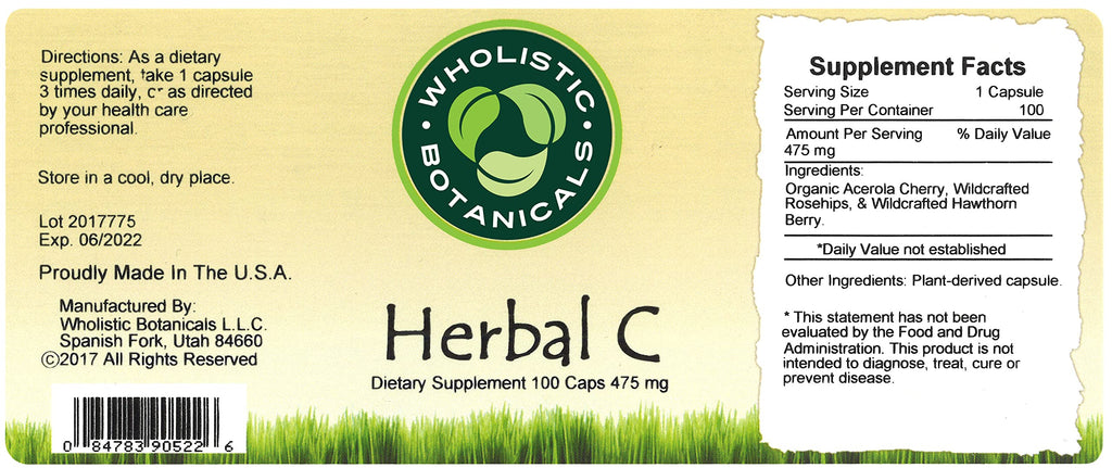Wholistic Botanicals Herbal C Capsule Vitamin C - 100 Capsules - image 6