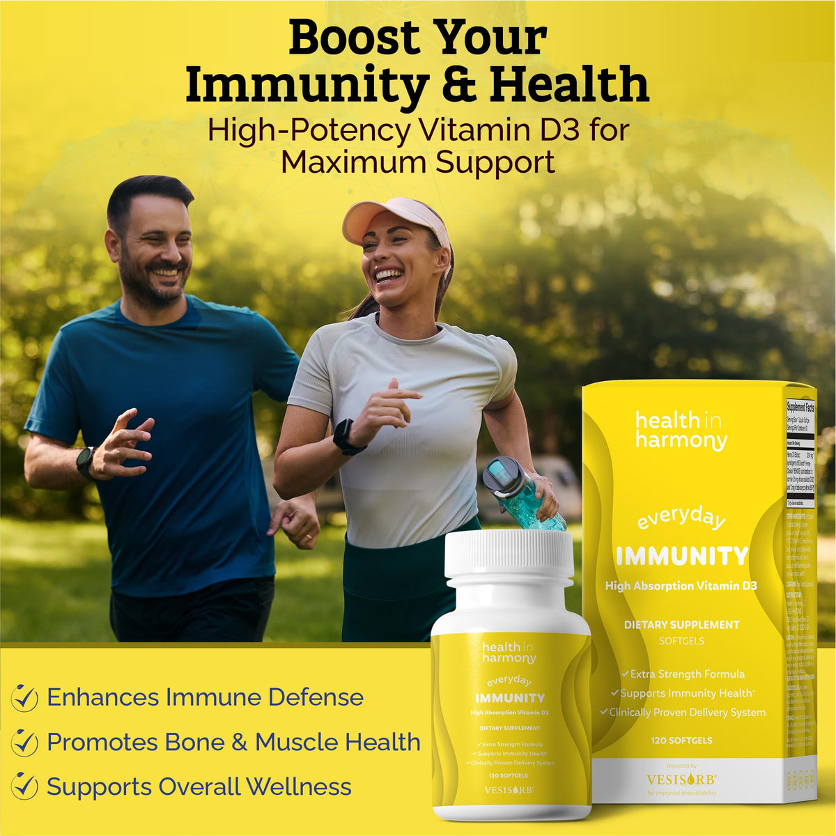 HEALTH IN HARMONY Vitamin D3 4000 IU Immune Support - 60 Softgels - image 6