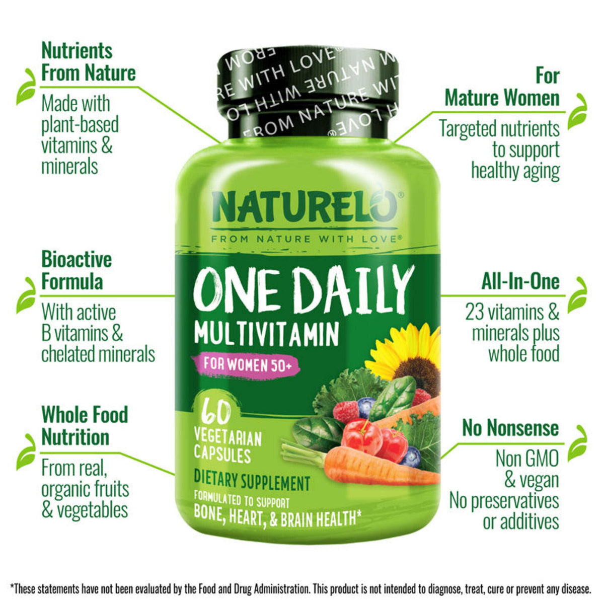 NATURELO One Daily Multivitamin for Women 50+ - 60 Capsules - image 2