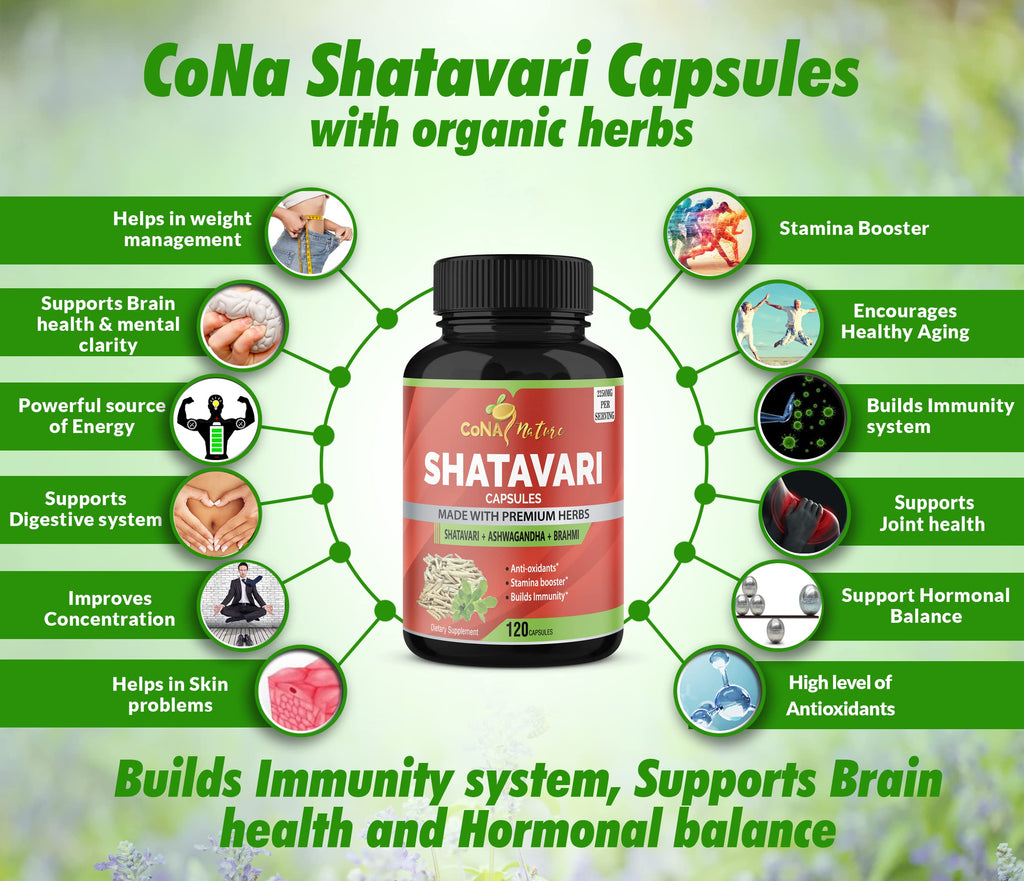 Cona Nature Organic Shatavari Powder Capsules 2250mg - 120 Vegan Capsules - image 5