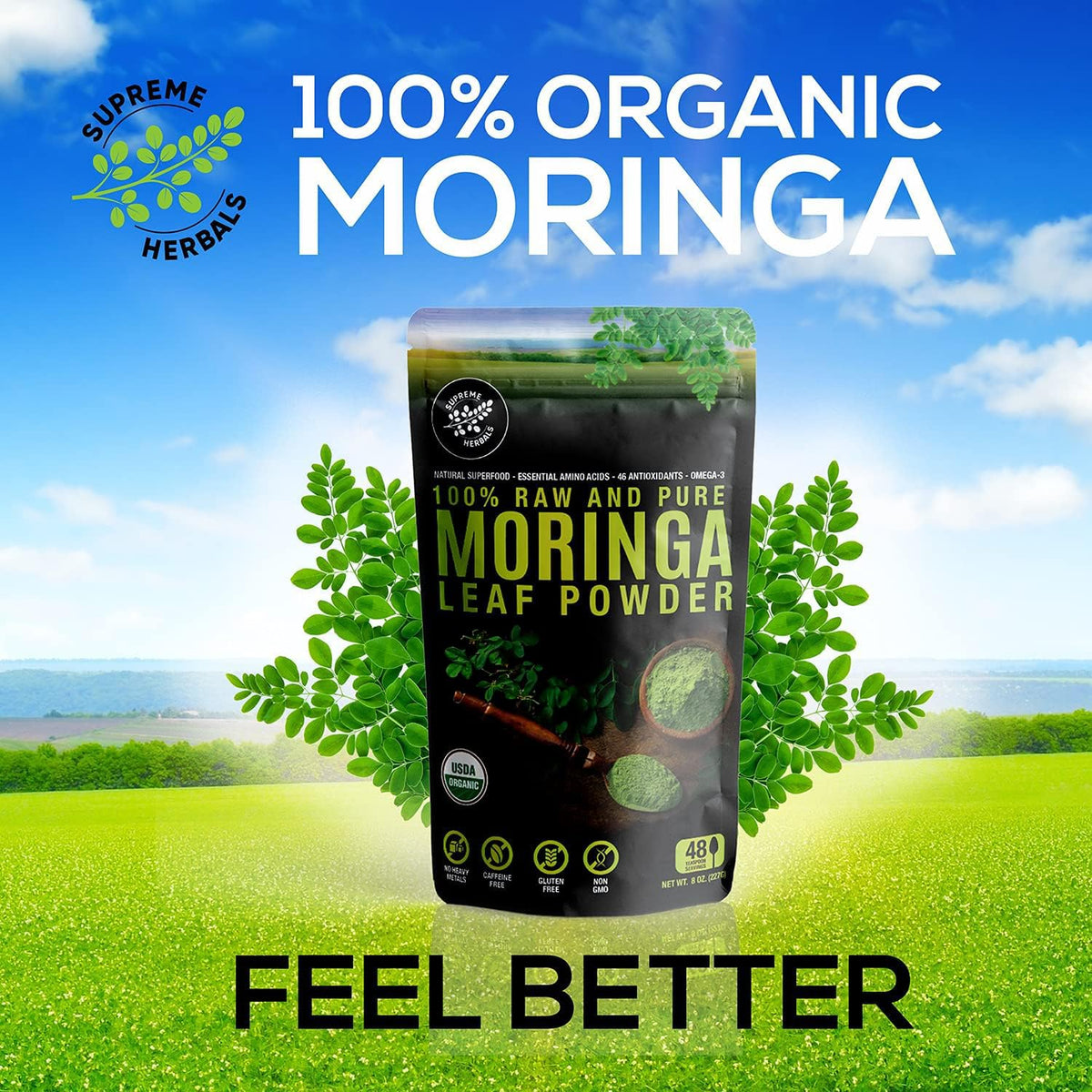 SUPREME HERBALS Moringa Leaf Powder Organic - 8 oz - image 5