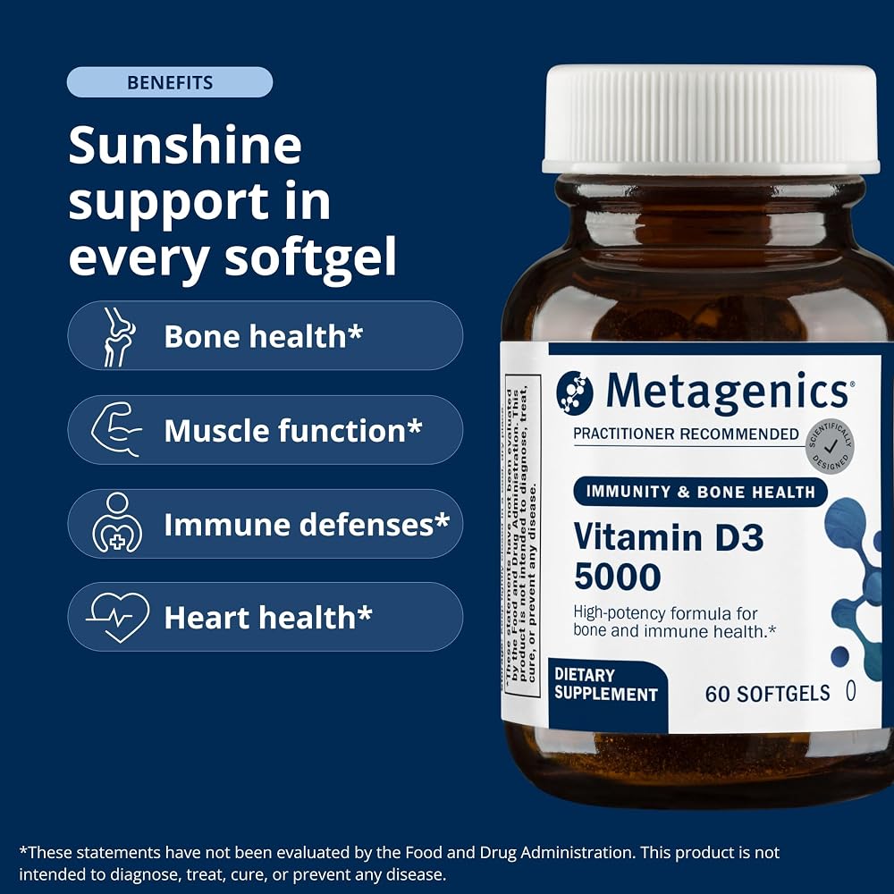 Metagenics Vitamin D3 5000 IU Immune Support - 60 Softgels - image 3