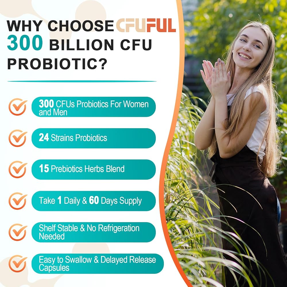 Cfuful 300 Billion CFU Probiotics 24 Strains + 15 Herbs Prebiotic