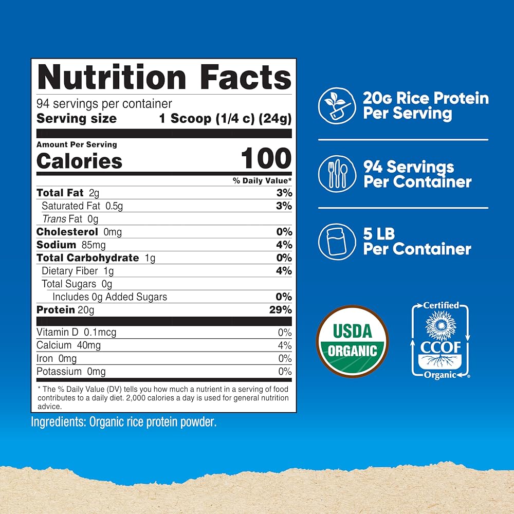 Nutricost Organic Rice Protein Powder - 5 LB - image 2