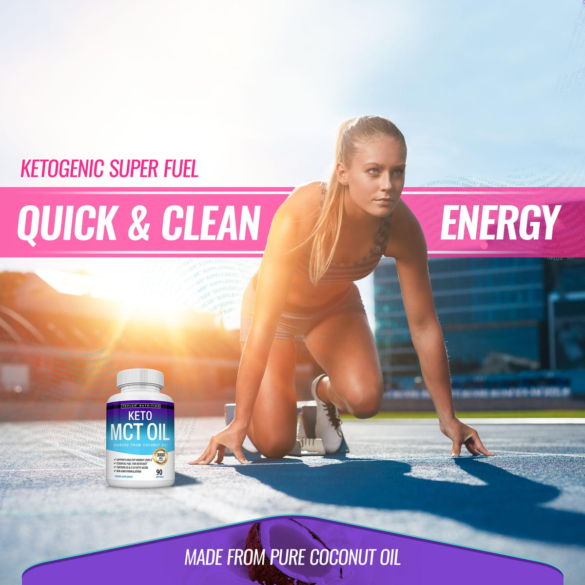 Toplux Keto MCT Oil Capsules - 3000mg Natural Pure Coconut Oil