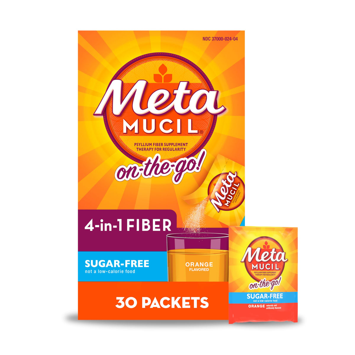 Metamucil On-The-Go Psyllium Husk Fiber Supplement - 60 Packets