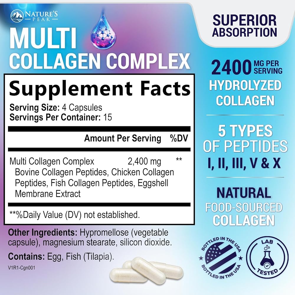 Nature's Peak Multi Collagen Peptides Supplement for Hair