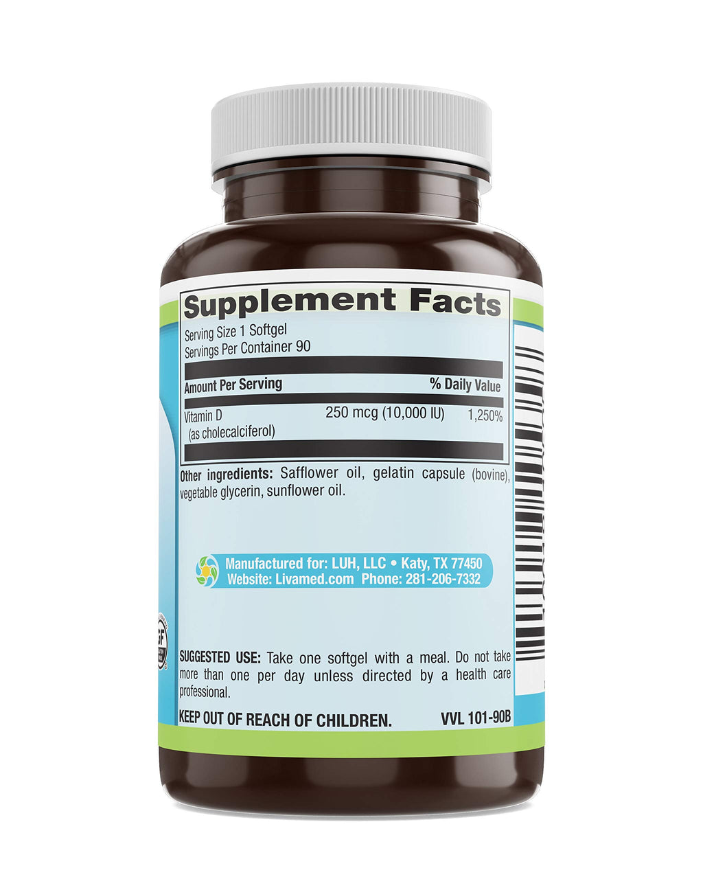 Livamed Vitamin D-3 10,000 IU Softgels - 90 Softgels - image 3